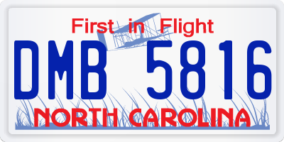 NC license plate DMB5816