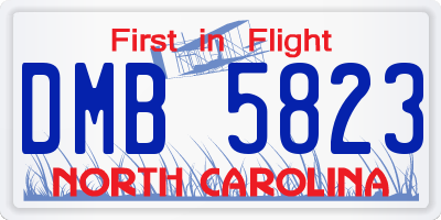 NC license plate DMB5823
