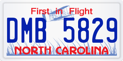 NC license plate DMB5829