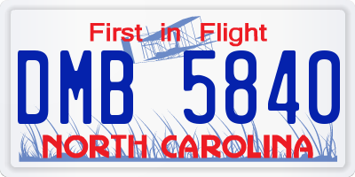 NC license plate DMB5840