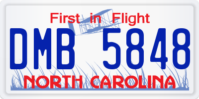 NC license plate DMB5848