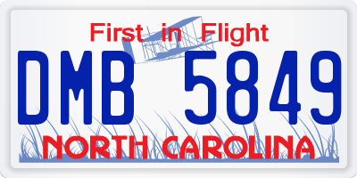 NC license plate DMB5849