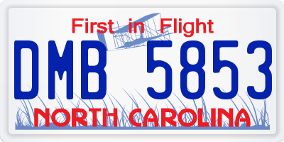 NC license plate DMB5853