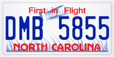 NC license plate DMB5855