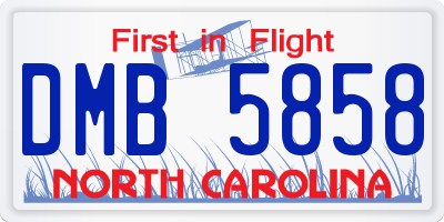 NC license plate DMB5858
