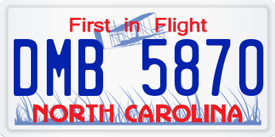 NC license plate DMB5870
