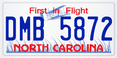 NC license plate DMB5872