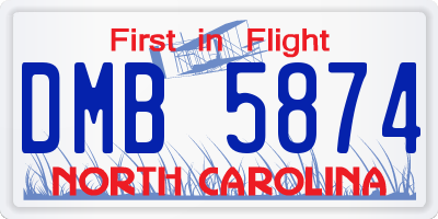 NC license plate DMB5874