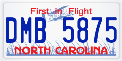 NC license plate DMB5875