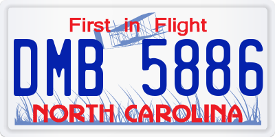 NC license plate DMB5886