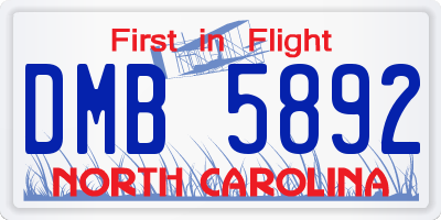 NC license plate DMB5892