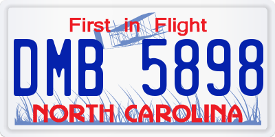 NC license plate DMB5898
