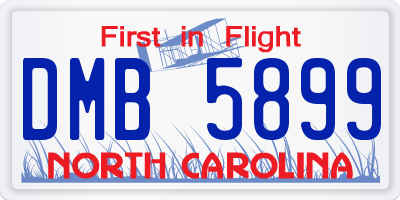 NC license plate DMB5899