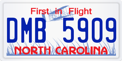 NC license plate DMB5909