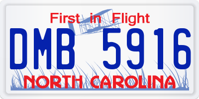 NC license plate DMB5916