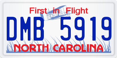 NC license plate DMB5919