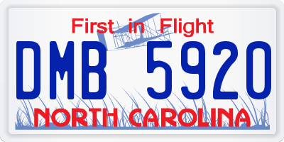 NC license plate DMB5920