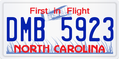 NC license plate DMB5923