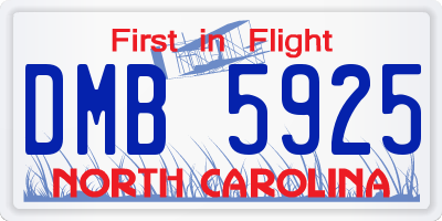 NC license plate DMB5925