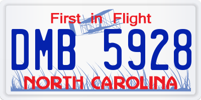 NC license plate DMB5928