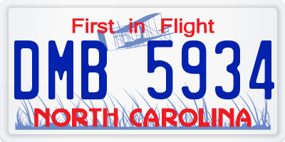 NC license plate DMB5934