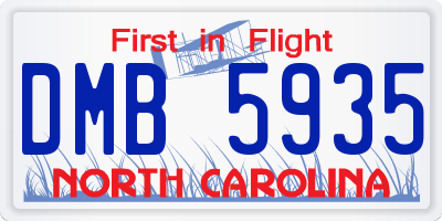 NC license plate DMB5935