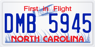 NC license plate DMB5945