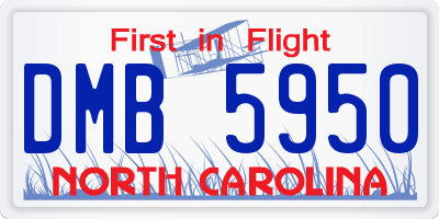 NC license plate DMB5950