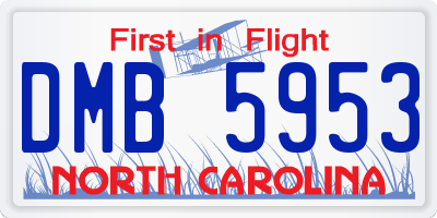 NC license plate DMB5953