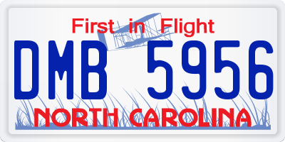 NC license plate DMB5956