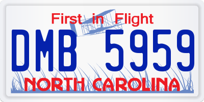 NC license plate DMB5959