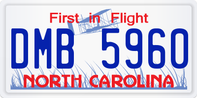 NC license plate DMB5960