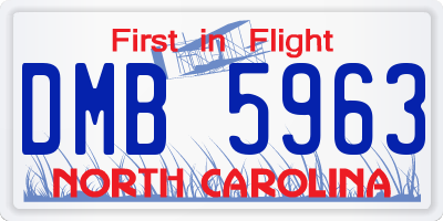NC license plate DMB5963