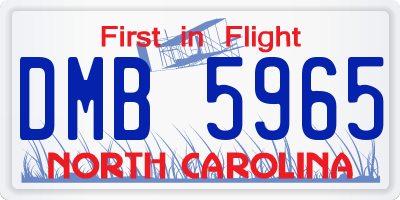 NC license plate DMB5965