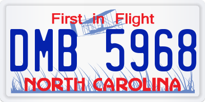 NC license plate DMB5968