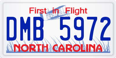 NC license plate DMB5972
