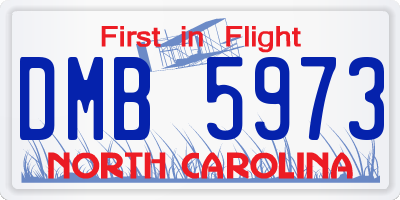 NC license plate DMB5973