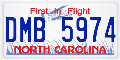 NC license plate DMB5974