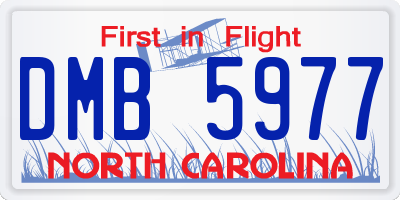 NC license plate DMB5977