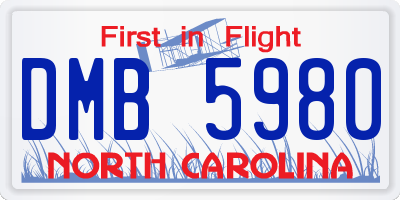 NC license plate DMB5980
