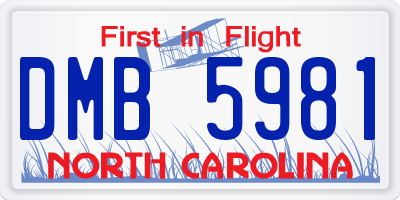 NC license plate DMB5981