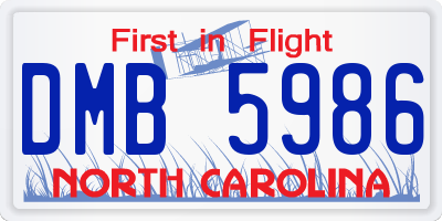 NC license plate DMB5986