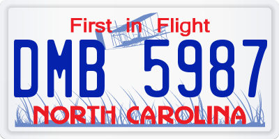 NC license plate DMB5987