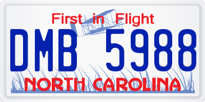 NC license plate DMB5988