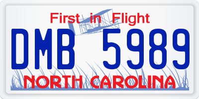 NC license plate DMB5989