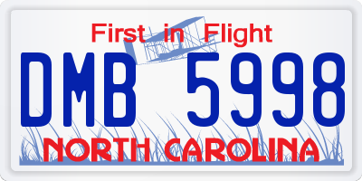 NC license plate DMB5998