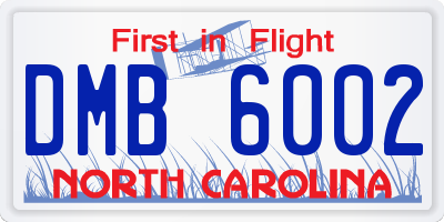NC license plate DMB6002