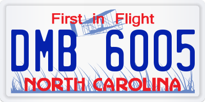 NC license plate DMB6005
