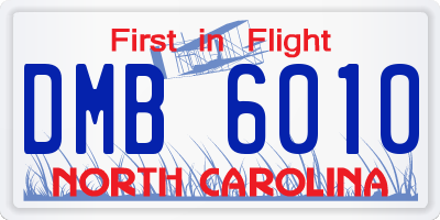 NC license plate DMB6010
