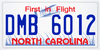 NC license plate DMB6012